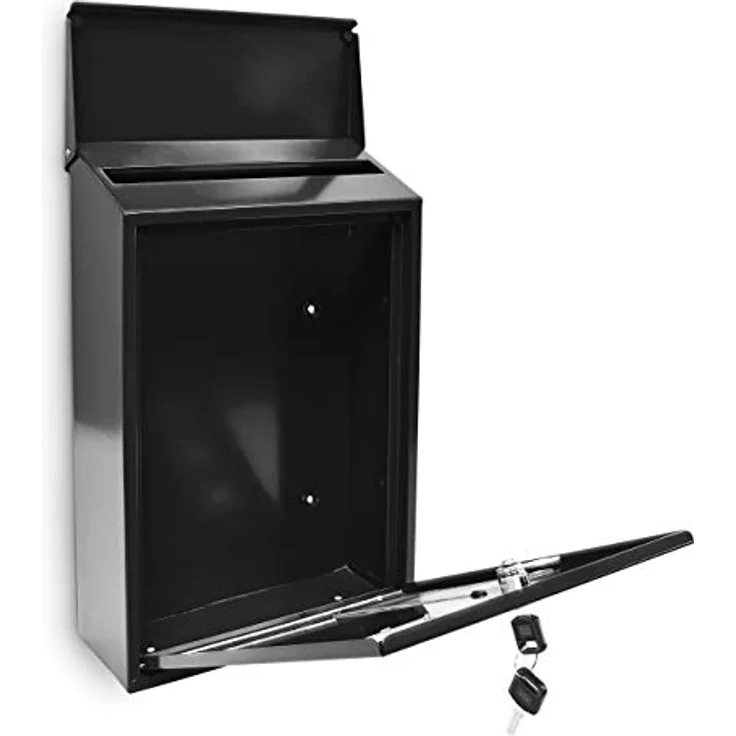 Relaxdays 10017417_B Schwarz Design Briefkasten aus Metall 25x40 cm – Bild 3