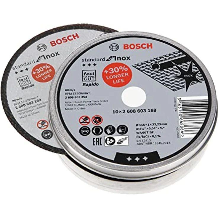 Bosch Professional Trennscheibe gerade Standard für Inox - Rapido WA 60 T BF, 115 mm, 10-er Pack, 2608603254 – Bild 2
