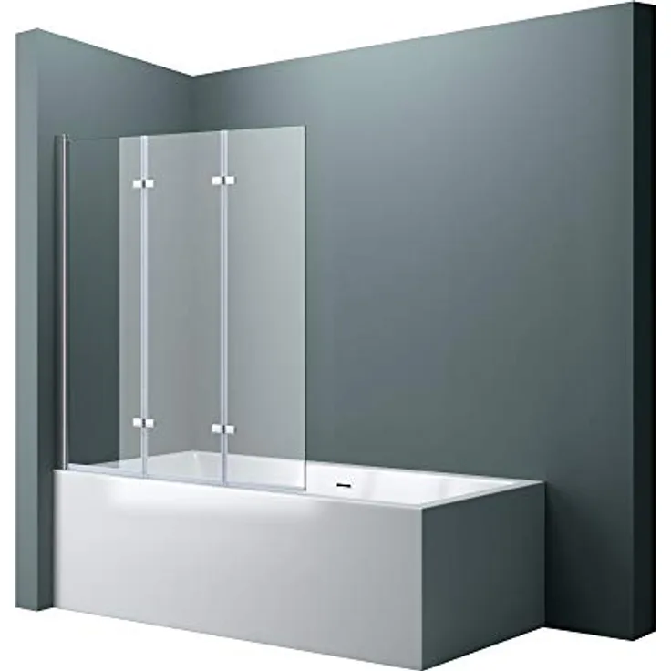 doporro 130 x 140 cm Design-Duschwand für Badewanne Badewannenaufsatz Duschabtrennung 6mm ESG-Sicherheitsglas inkl. NANO-Beschichtung Badewannenfaltwand Wandanschlag links - Preisvergleich