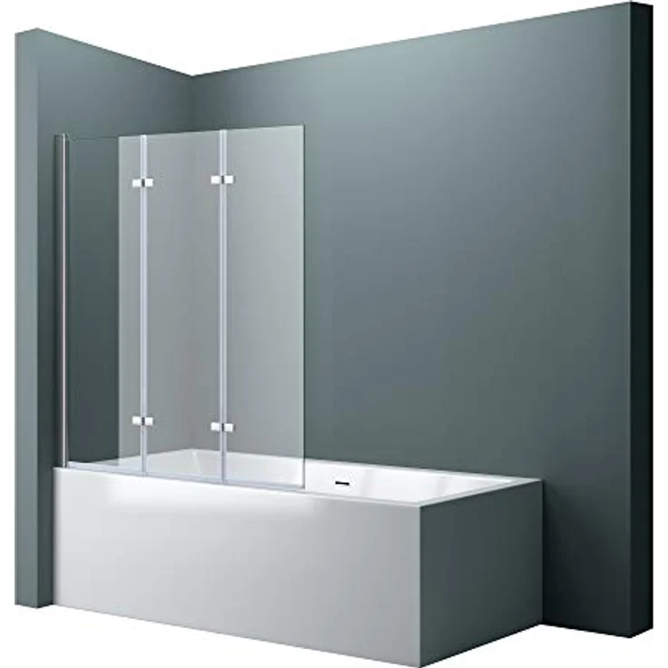 doporro 130 x 140 cm Design-Duschwand für Badewanne Badewannenaufsatz Duschabtrennung 6mm ESG-Sicherheitsglas inkl. NANO-Beschichtung Badewannenfaltwand Wandanschlag links - Preisvergleich – Bild 1