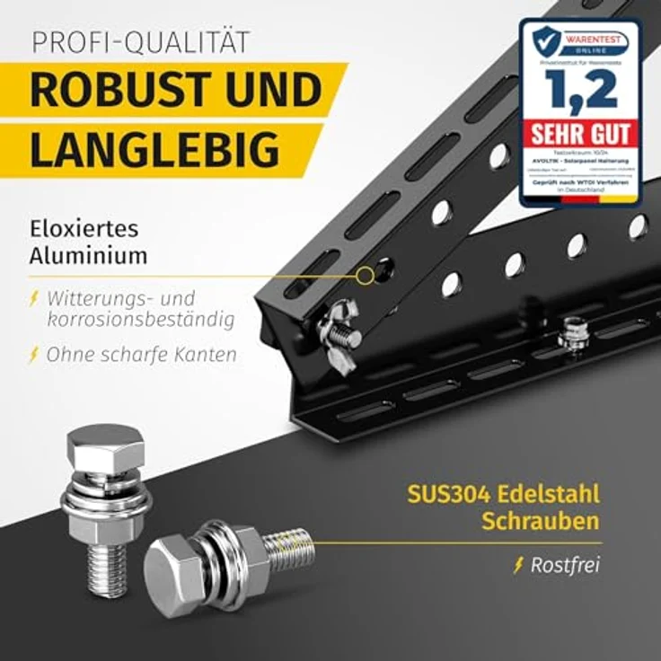 avoltik Balkonkraftwerk Halterung, Solarpanel Halterung bis 114 cm, neigungsverstellbar 0-90°, leichtes Aluminium, ideal für Dach, Balkon & Boden – Bild 4