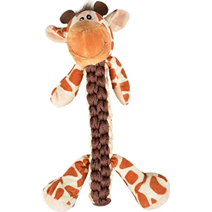 Duvoplus Zoo Friends Gino Giraffe Stick, Plüschtier Velboa mit Nylonseil, Braun, Spielzeug