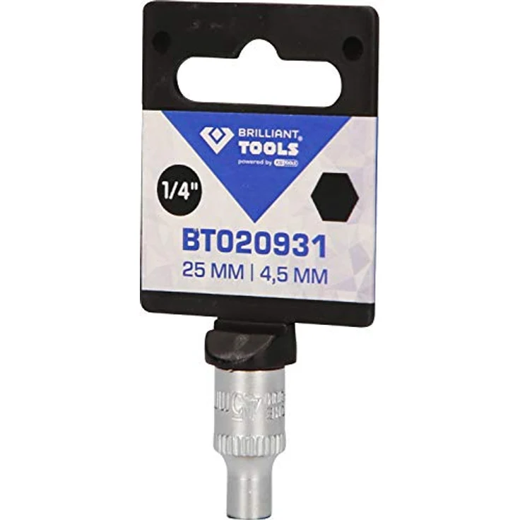 Brilliant Tools Sechskant-Stecknuss BT020931, 1/4" Innenvierkant-Antrieb, 4,5 mm, qualitativem Chrom-Vanadium-Stahl, matt verchromt – Bild 6