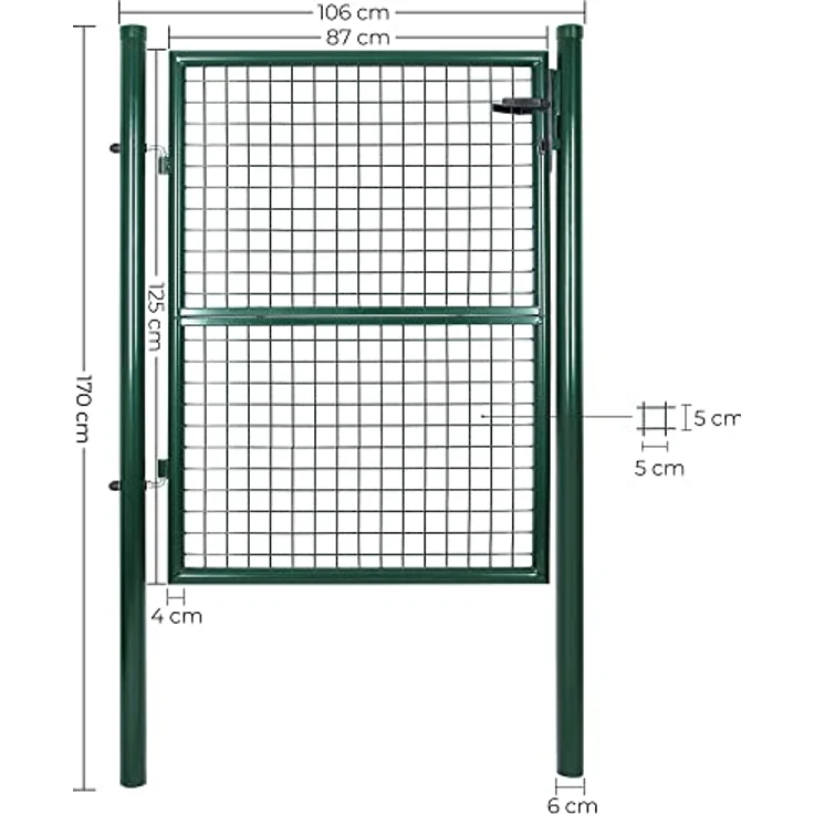 Gartentür Gartentor Hoftor Zauntür Tor Inkl. Schloss 125 x 106cm Grün GGD175G - Grün – Bild 3