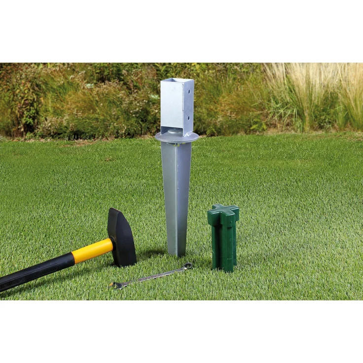 Alberts Einschlag-Bodenhülse | für Vierkantholzpfosten, mit verstellbarem Topf | feuerverzinkt | 71 x 71 mm | Gesamtlänge 750 mm 
(208103) – Bild 2