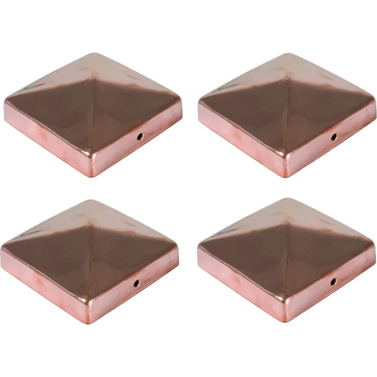 4x Kupfer Pfostenkappe Pyramide 91x91mm Zaunkappe Zierkappe Pfahl Holzzaun Kappe
