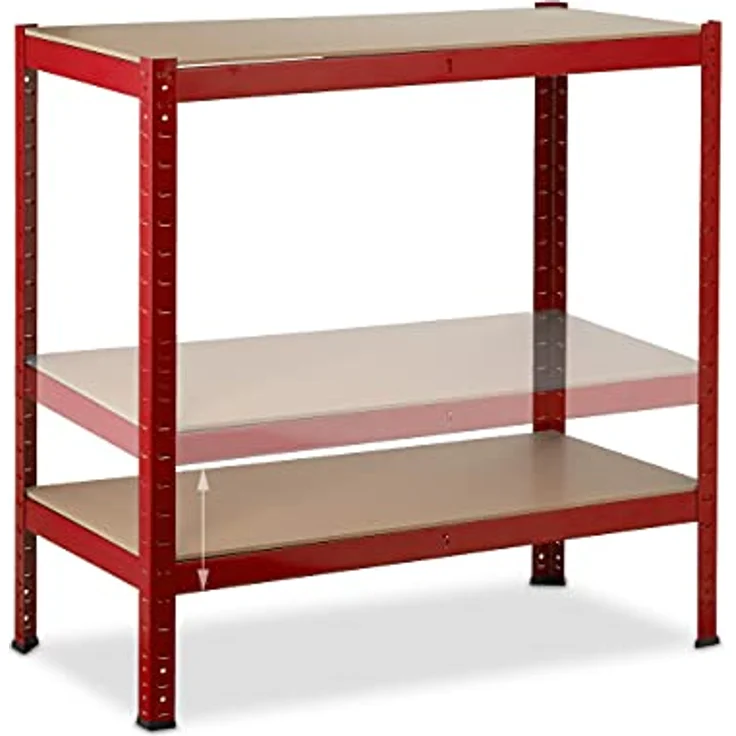 Schwerlastregal, Traglast 700 kg, 150x70x30 cm, 4 Böden, zum Stecken, Stahl, Lagerregal Keller, Garage, rot – Bild 7