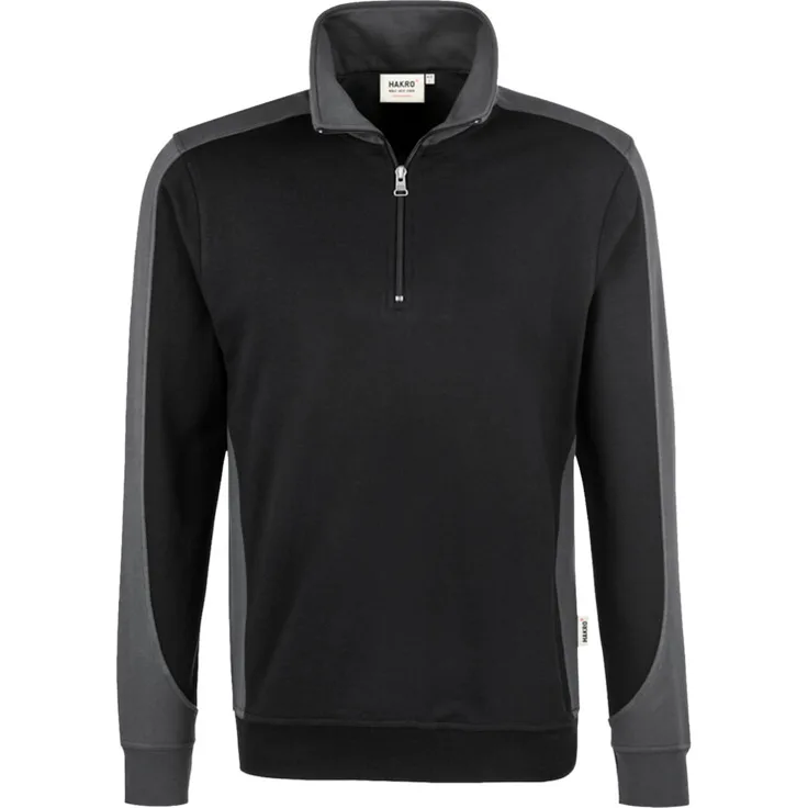 HAKRO Zip-Sweatshirt Contrast Mikralinar 476, schwarz/anthrazit, XS