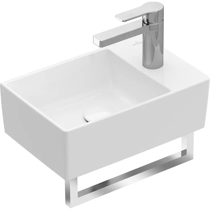 Villeroy & Boch Memento 2.0 Handwaschbecken, 400 x 260 mm, 1 Hahnloch, ohne Überlauf, ungeschliffen, 432340, Farbe: weiß-alpin - 43234001