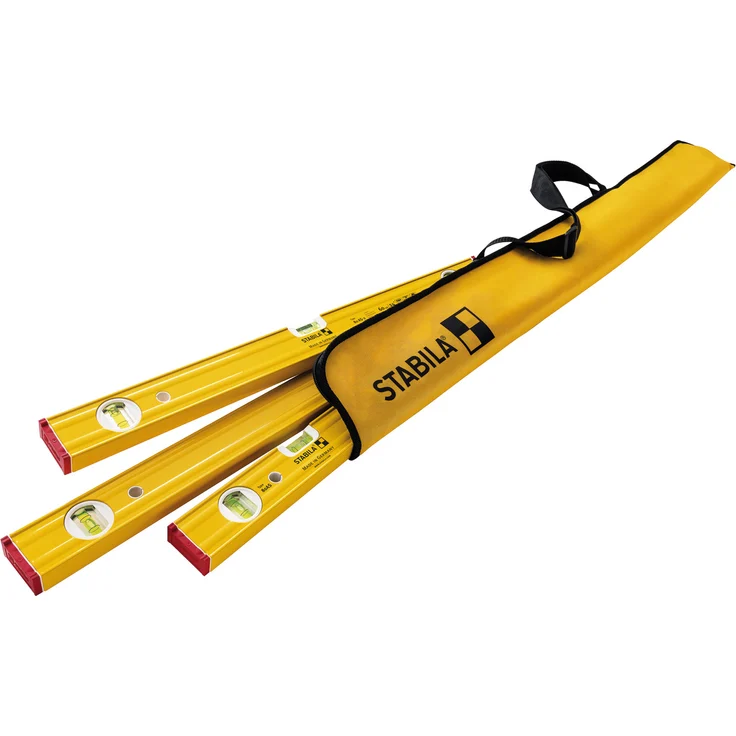 STABILA PRO SET 80 AS, 4-teiliges Wasserwaagen-Set: 120 cm / 60 cm / 30 cm / Tasche, verstärktes Alu-Profil, integrierte Rutsch-Stopper, Made in Germany – Bild 1