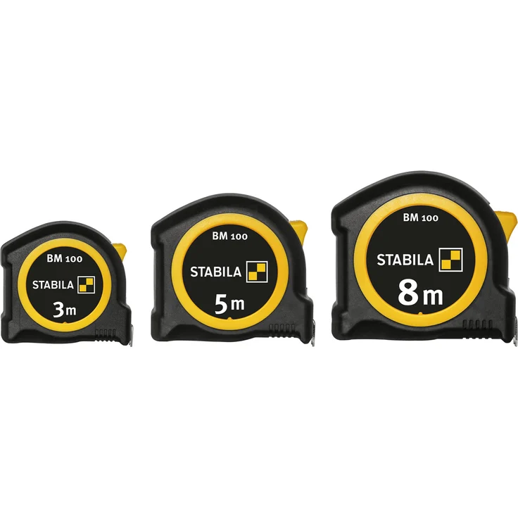 STABILA Taschenbandmaß BM 100, 5 m, Maßband mit metrischer Skala, bruchsicheres ABS-Gehäuse, beweglicher Anfangshaken, Gürtel-Clip, MID-Genauigkeit – Bild 2