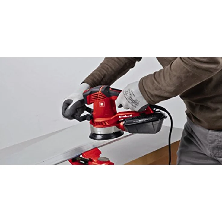 Einhell Exzenterschleifer TE-RS 40 E (400 W, Schleifteller Ø 125 mm, Drehzahlregelung, Staubfangbox und Absaugadapter, Koffer) – Bild 6