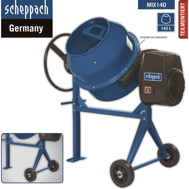 Scheppach MIX140 Betonmischer Netzbetrieb 550 Watt Trommelvolumen 140 Liter – Bild 7