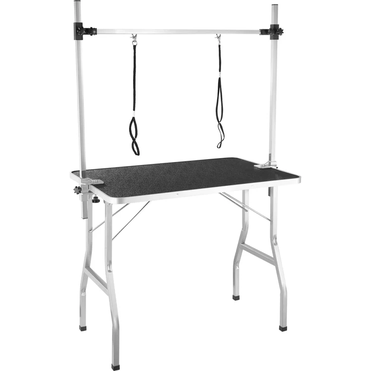 tectake Trimmtisch mit zwei Schlingen - schwarz/silber – Bild 1