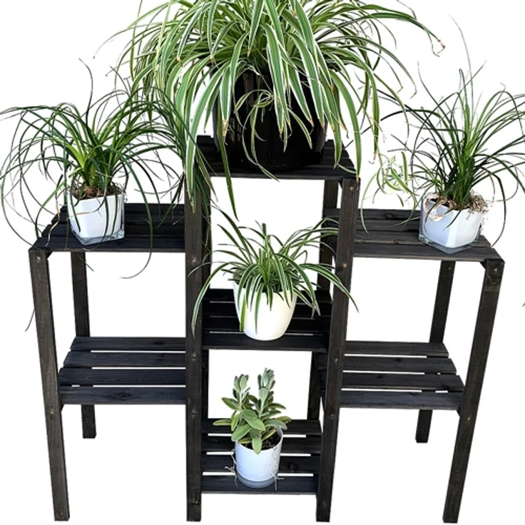 Mucola - Blumentreppe Blumenregal Blumenpodest Pflanzregal Blumenhocker Standregal Schwarz Pflanzenampel Blumenampel Gartenregal Blumenständer – Bild 5