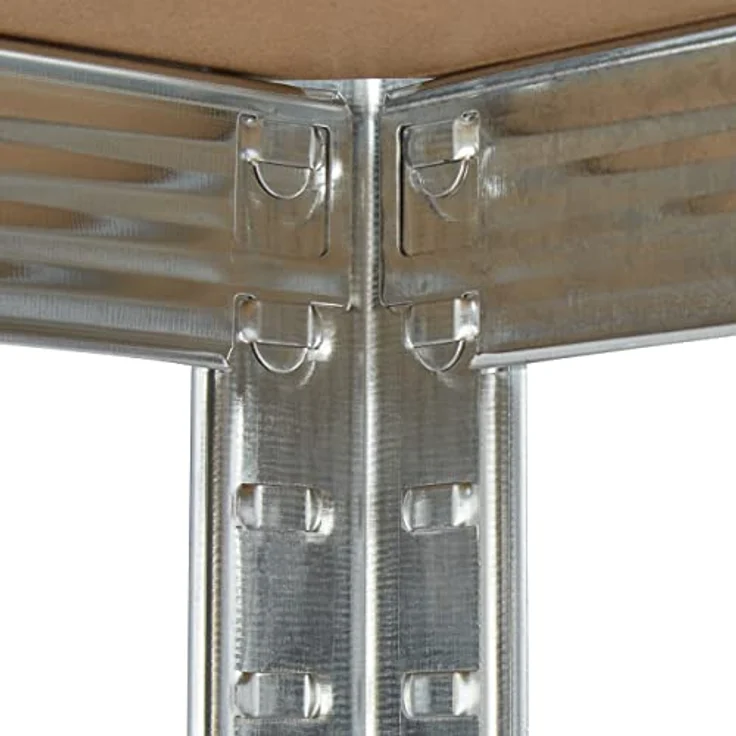 Schwerlastregal verzinkt, Traglast 875kg, 180x90x45 cm, 5 Böden, zum Stecken, Stahl, Lagerregal Keller, silber – Bild 7