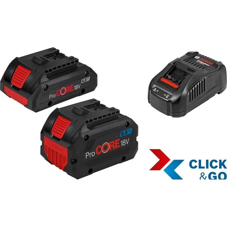 Bosch 2x ProCORE Werkzeugakku 18 V / 4,0 Ah ProCORE Werkzeugakku 18 V / 5,5 Ah Ladegerät GAL 1880 CV, Starter-Set – Bild 1