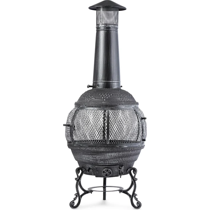 Flavius Gartenofen Terrassenofen Gusseisen/Stahl 140 cm Silberfarben Silber – Bild 3