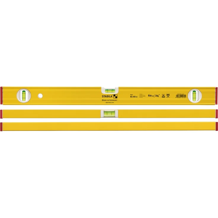 STABILA Wasserwaage Type 80 AS-2, 180 cm, verstärktes Alu-Profil, 1 Horizontal-Libelle, 2 Vertikal-Libellen, integrierte Rutsch-Stopper, Made in Germany – Bild 4