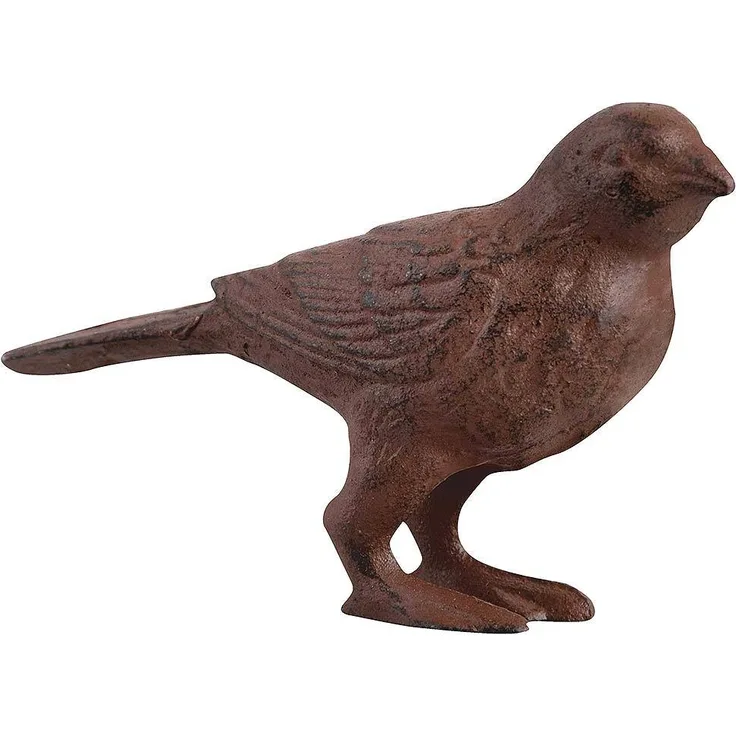 Esschert Design Gartenfigur, Skulptur Motiv Vogel, stehend, aus Gusseisen in braun, ca. 12 cm x 4,5 cm x 8 cm