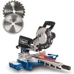 Scheppach HM216 Kappzugsäge Kappsäge Gehrungssäge 2000 W, Ø 216 mm Sägeblatt, 34 cm Schnittbreite mit Schnittkanten-Laser und LED, Drehtisch mit Schnellarretierung, inkl. 2 Hartmetall-Sägeblättern