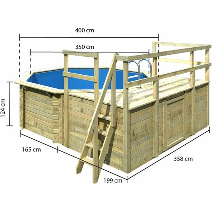 Karibu Pool Modell 1D Classic inkl. KDI Holzdeck & Edelstahlleiter 415 x 120 cm – Bild 2