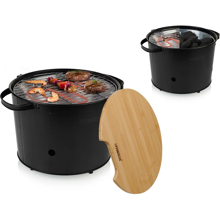 Runder Hybridgrill - als Elektro oder Holzkohlegrill für Garten Balkon Camping – Bild 1