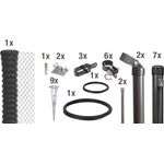 Alberts Maschendrahtzaun als Zaun-Komplettset, mit Einschlagbodenhülse | anthrazit-metallic | Höhe 100 cm | Länge 15 m 
(634322)