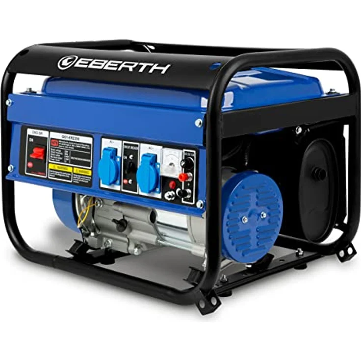 2200 Watt Benzin Stromerzeuger (5,5 PS Benzinmotor, 2x 230V, 1x 12V, Automatischer Voltregler, Ölmangelsicherung, Voltmeter) Generator – Bild 2