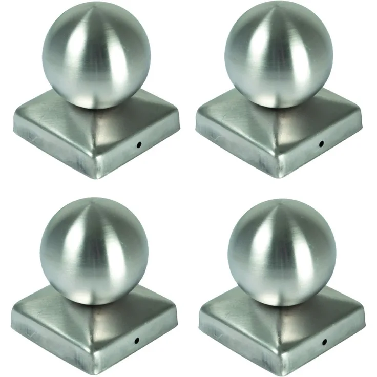 4x Edelstahl Pfostenkappe Kugel 90 x 90 mm Zaunkappe Zierkappe Pfahl Abdeckung