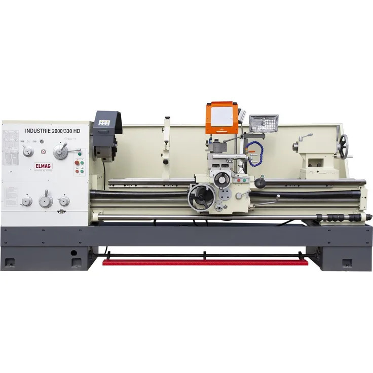 Elmag Universal Drehmaschine Industrie 2000/330 HD inkl. 3 Achs Positionsanzeige SINO inkl. Schnellwechsel Stahlhalter Set, System Multifix mit elektromagnetischer Motorbremse Betriebsbereit: inkl. Ölfüllung , entkonserviert (entfettet),...