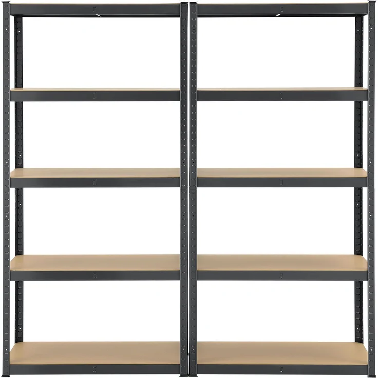 Juskys Lagerregal Basic 2er Set 180x90x40 cm – 2 Schwerlastregale mit 10 Böden – max. 1750 kg - Metall verzinkt - Regale Kellerregal Metallregal – Bild 9
