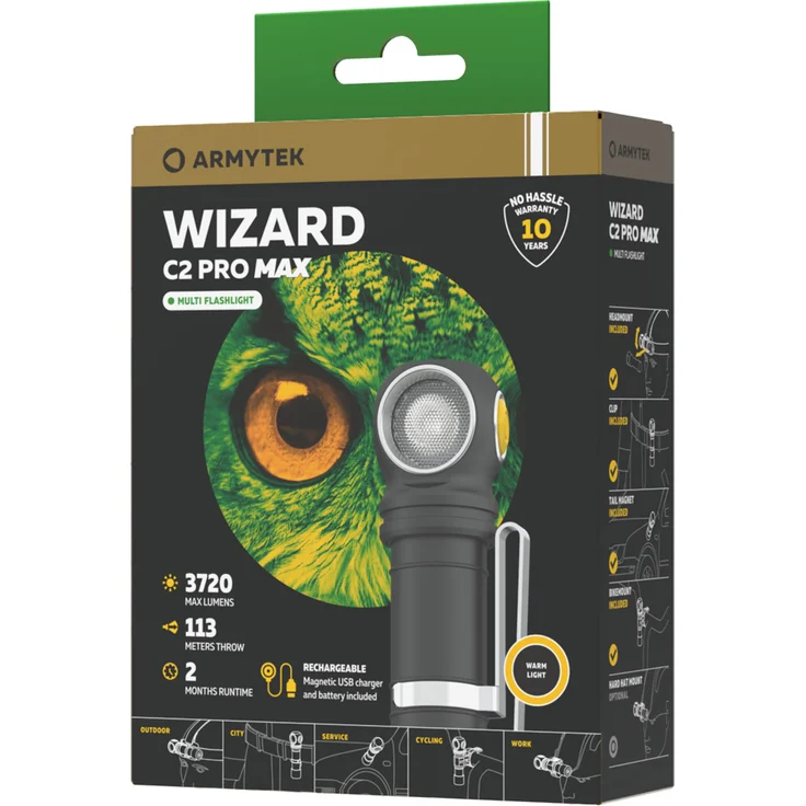 ArmyTek Wizard C2 Pro Max Magnet Warm LED Handlampe mit Magnethalterung akkubetrieben 3720lm 1440h 79g – Bild 4