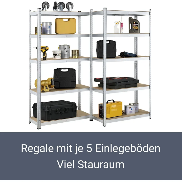 Juskys 2er Set Lagerregal Basic 180 x 90 x 40 cm (21096) – Bild 3