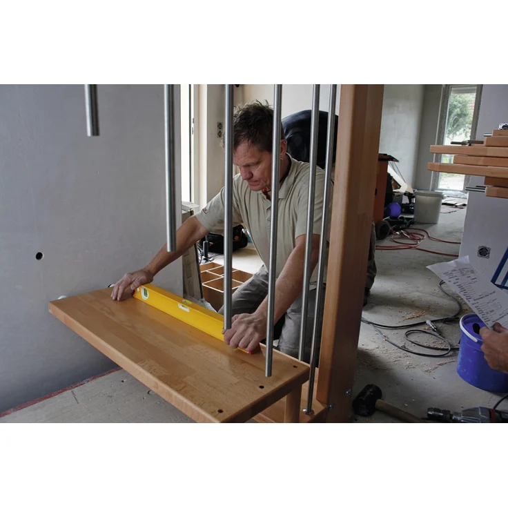 STABILA Wasserwaage Type R 300, 244 cm, verwindungssteifes Alu-R-Profil, 1 Horizontal-Libelle, 2 Vertikal-Libellen, stoßdämpfende Endkappen, integrierte Rutsch-Stopper, Made in Germany – Bild 15