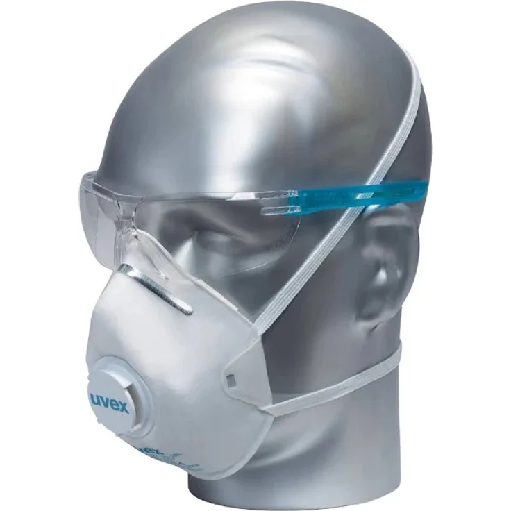 uvex x-fit Schutzbrille 9199 - Kratzfest & Beschlagfrei, 100% UV-400-Schutz - Sicherheitsbrille mit Klarer Scheibe - Chemikalienbeständige Arbeitsbrille für Labore weiß/blau – Bild 4