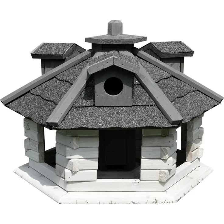 Mucola XXL Vogelhaus Weiß Grau Vogelfutterhaus Holz – Bild 1