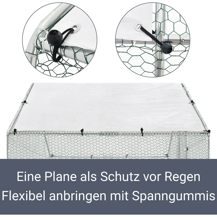 Juskys Freilaufgehege 3x2x2m Hühnerstall aus Metall begehbar mit 6 m² Lauffläche, Tür & Riegel – Freigehege für Hühner, Kleintiere & Pflanzen – Bild 7