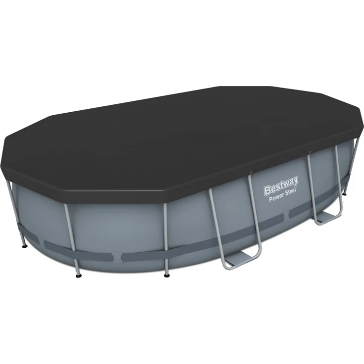 Bestway Flowclear PVC-Abdeckplane 418x230 cm, grau, für Power Steel Oval Pool 424x250x100 cm – Bild 4