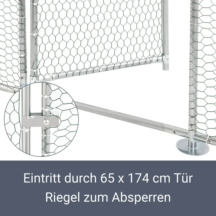 Juskys Freilaufgehege 2x2x2m Hühnerstall aus Metall begehbar mit 4 m² Lauffläche, Tür & Riegel – Freigehege für Hühner, Kleintiere & Pflanzen – Bild 8