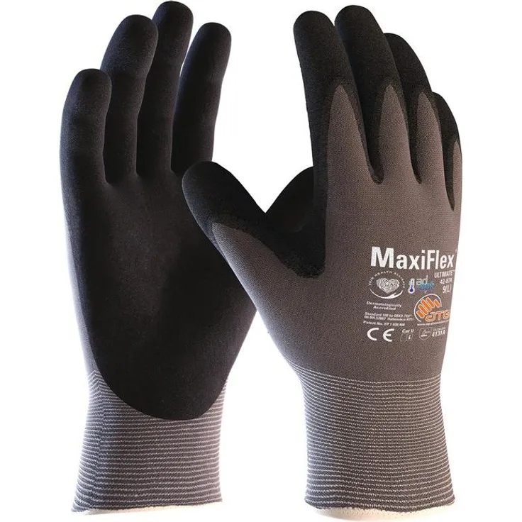 ATG 42-874-09 Maxiflex Ultimative Arbeitshandschuhe, dünne Nitrilschaum-Beschichtung, 9 - L, grau