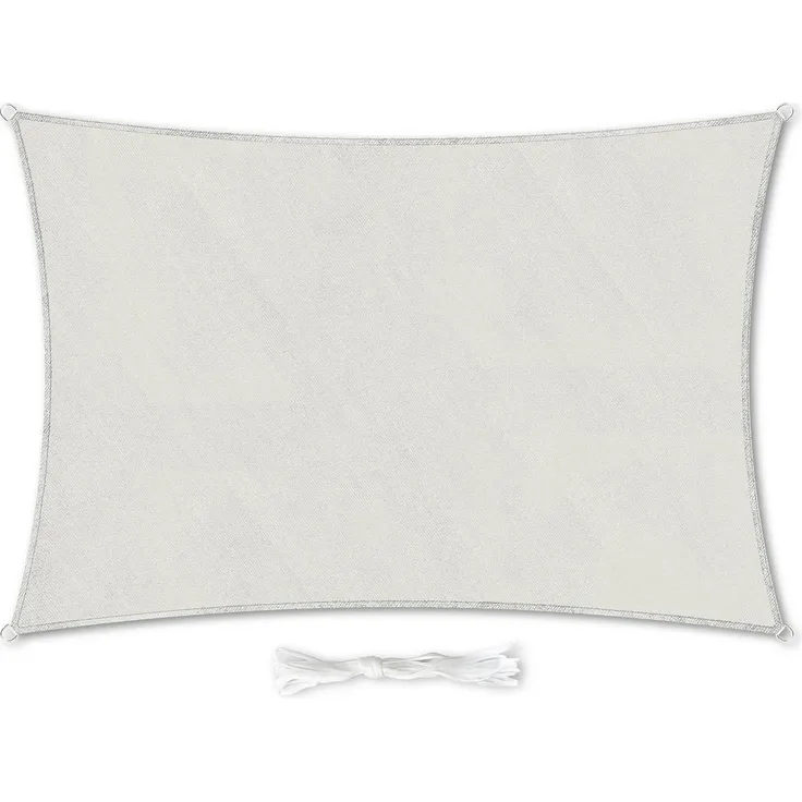 rechteckiges Sonnensegel 2x4 m mit Befestigungsringen Polyester luftdurchlässig Creme