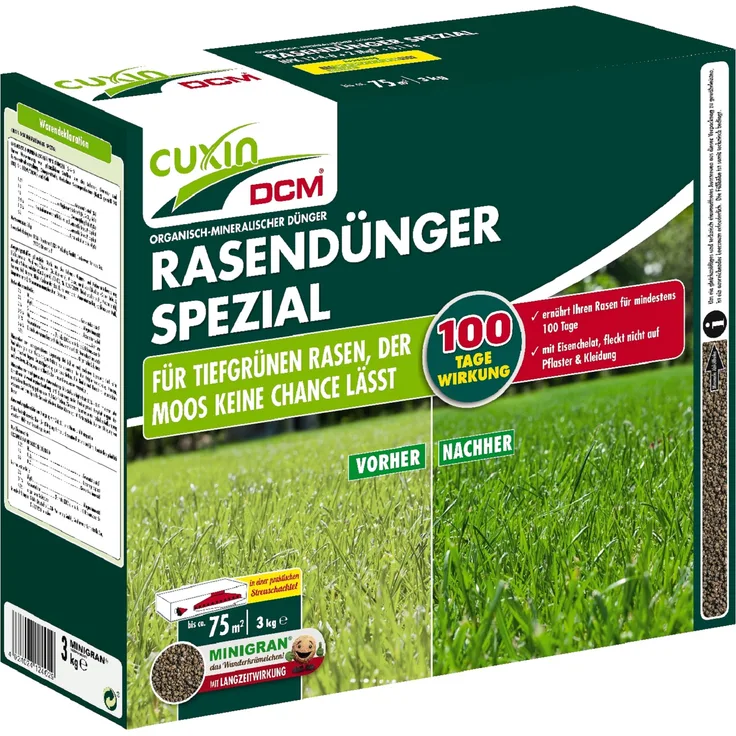 Cuxin DCM Rasendünger Spezial 3 kg Dünger organisch-mineralischer Dünger+ Mg
