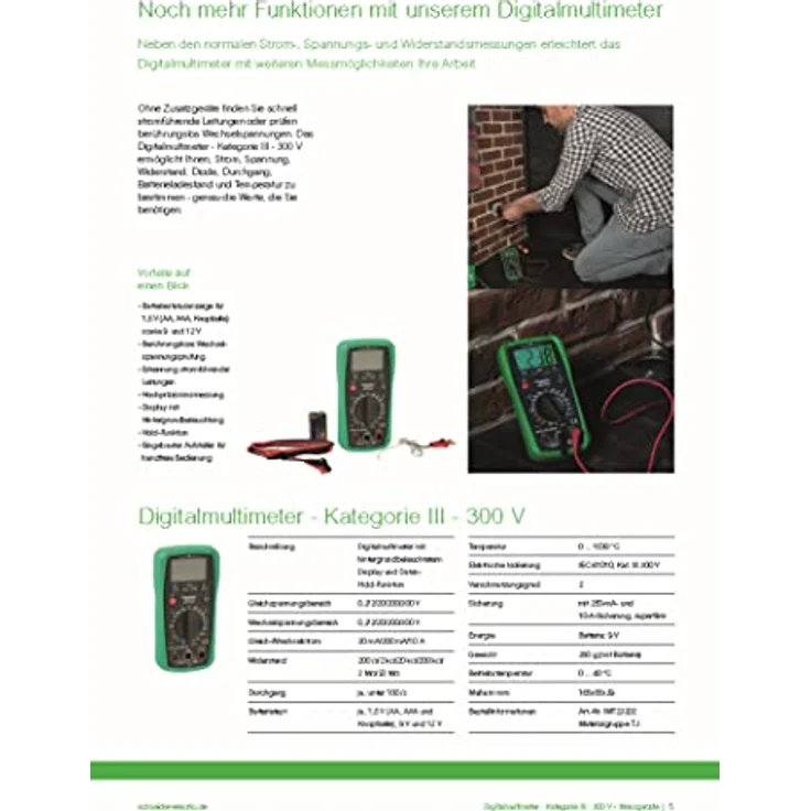 Schneider THORSMAN Digital Multimeter mit LCD-Display beleuchtet Kategorie 3 - 300V – Bild 2