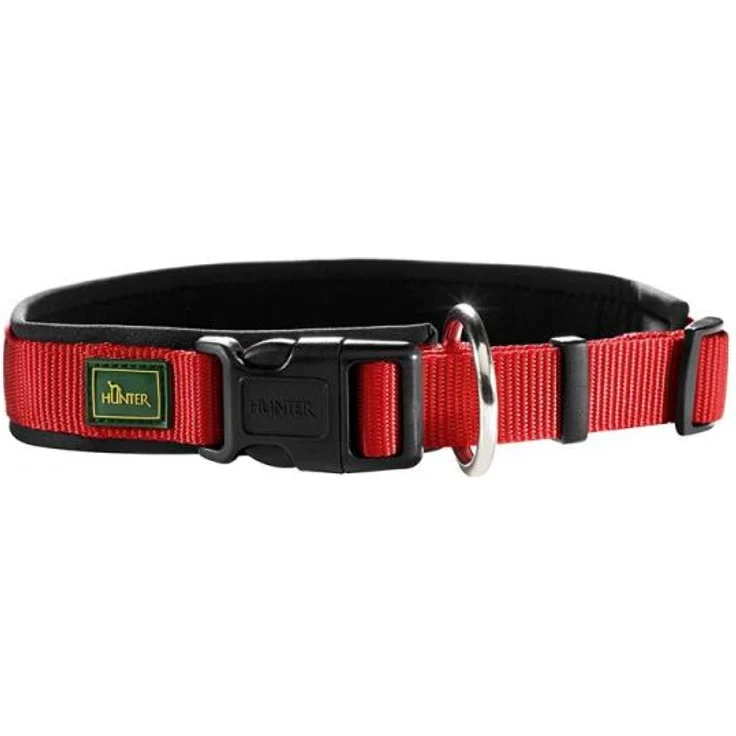 Hunter Hunde-Halsung Neopren Vario Plus rot-schwarz L-XL