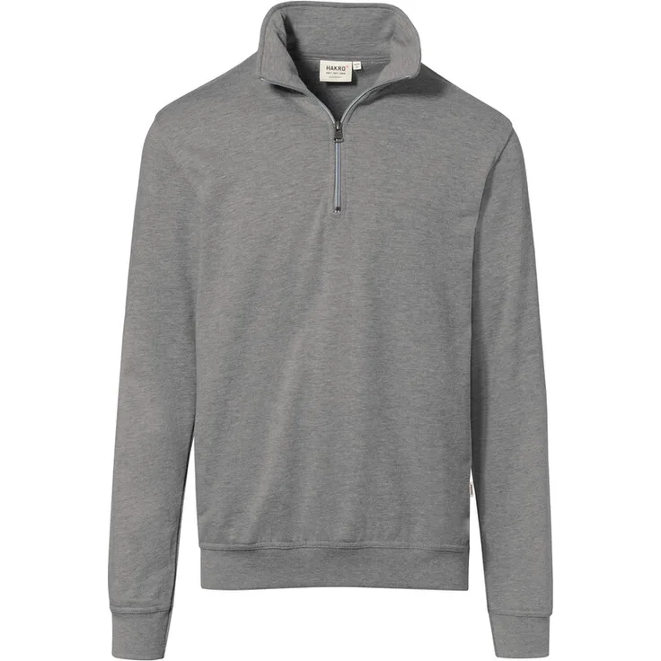 HAKRO Zip-Sweatshirt Premium 451, grau meliert, 6XL