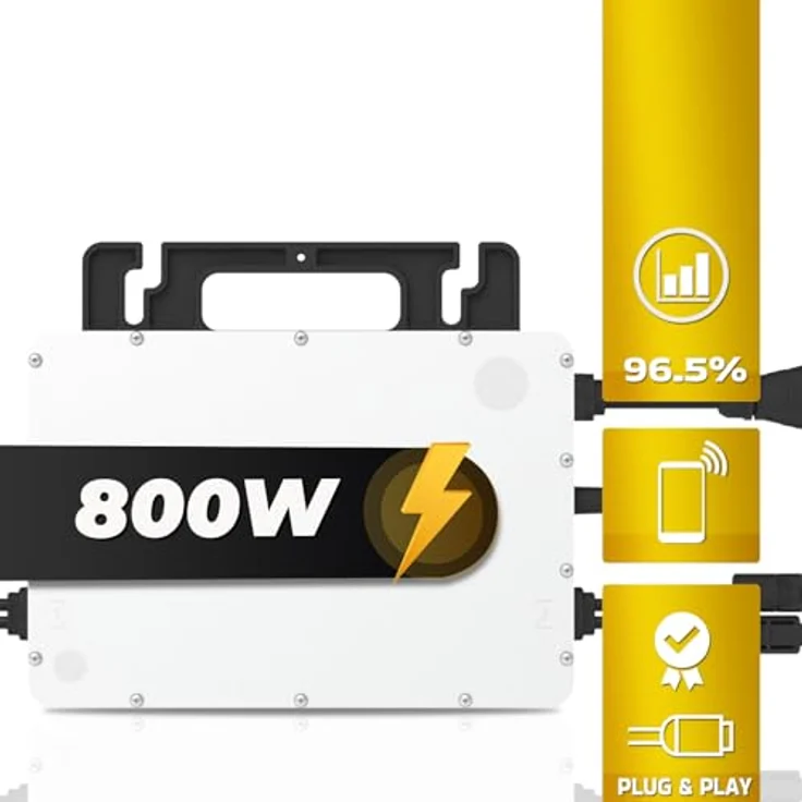 SUNNIVA® 920W Balkonkraftwerk BIFAZIAL FULLBLACK, komplettes PV Solaranlagen-Set mit 2x 460W Glas-Glas Solarmodulen, HOYMILES 800W Wechselrichter, Bluetooth und WIFI, inkl. 5m Kabel – Bild 3