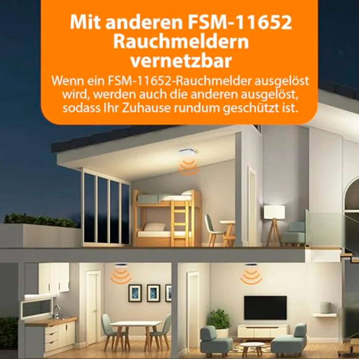 Smartwares Interkonnektierbarer Rauchmelder 2er-Pack - 5-Jahres-Batterie, Optischer Sensor, Leuchtanzeige - FSM-11652 – Bild 5