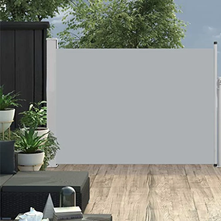 vidaXL Seitenmarkise Ausziehbar Sonnenschutz Sichtschutz Windschutz Seitenrollo 120x500cm Grau – Bild 1