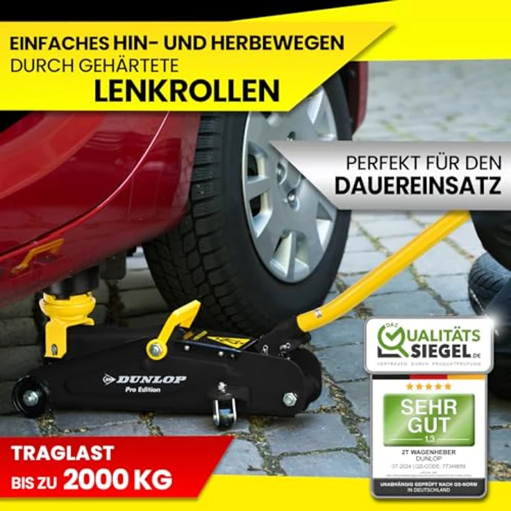"Dunlop Wagenheber Rangierwagenheber Transportbox und Gummiauflage 2t hydraulisch, pneumatisch mit Transportkoffer, rot\ – Bild 7